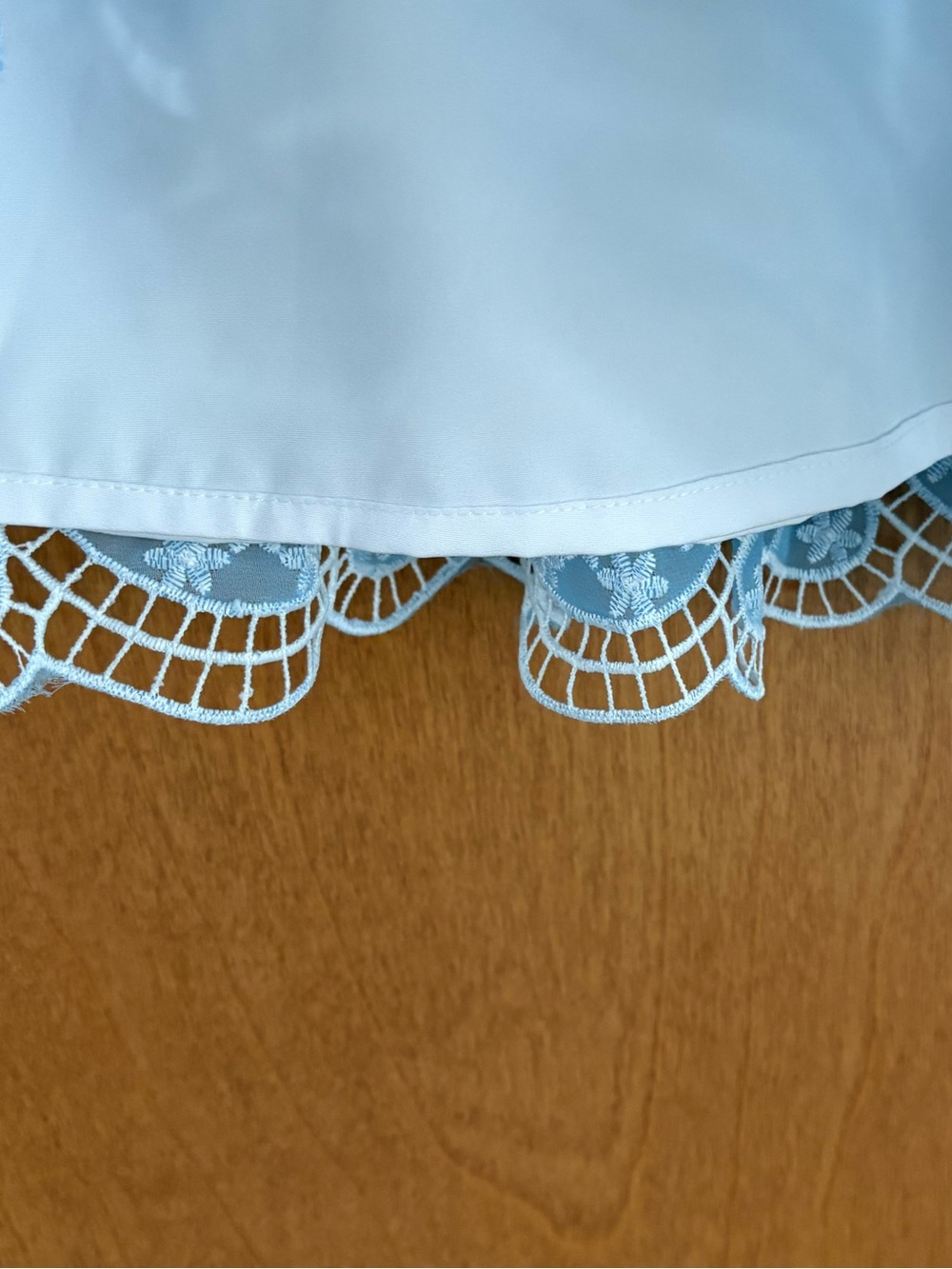 Boston Proper Two-Tone Lace Flounce Dress Airy Blue Size 4 - Picture 11 of 14